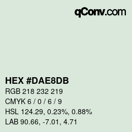 颜色代码: HEX #DAE8DB | qconv.com