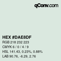 Color code: HEX #DAE8DF | qconv.com