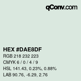 Color code: HEX #DAE8DF | qconv.com