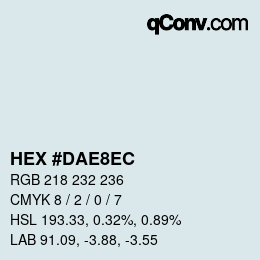 颜色代码: HEX #DAE8EC | qconv.com