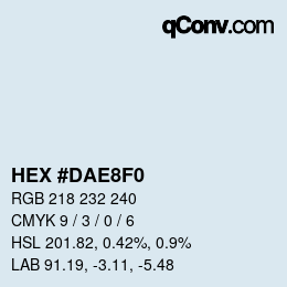 Color code: HEX #DAE8F0 | qconv.com