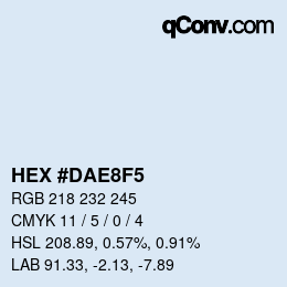 カラーコード: HEX #DAE8F5 | qconv.com