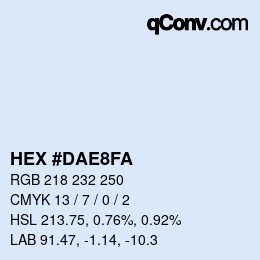 Color code: HEX #DAE8FA | qconv.com