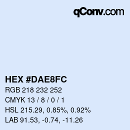カラーコード: HEX #DAE8FC | qconv.com