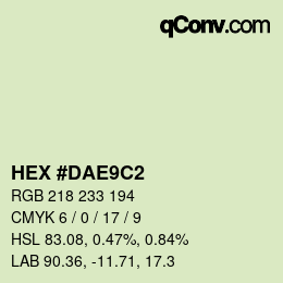 Color code: HEX #DAE9C2 | qconv.com