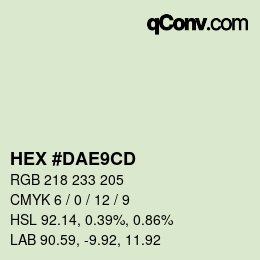 Color code: HEX #DAE9CD | qconv.com