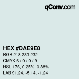 Color code: HEX #DAE9E8 | qconv.com