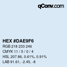 カラーコード: HEX #DAE9F6 | qconv.com