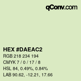 カラーコード: HEX #DAEAC2 | qconv.com