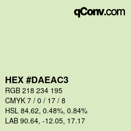 颜色代码: HEX #DAEAC3 | qconv.com