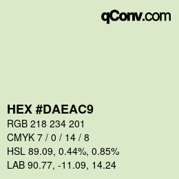 カラーコード: HEX #DAEAC9 | qconv.com
