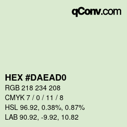 カラーコード: HEX #DAEAD0 | qconv.com