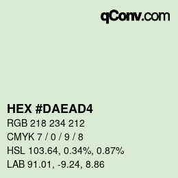 カラーコード: HEX #DAEAD4 | qconv.com