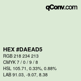 Color code: HEX #DAEAD5 | qconv.com