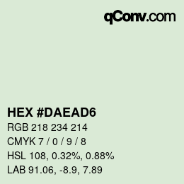 カラーコード: HEX #DAEAD6 | qconv.com
