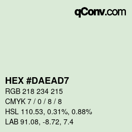 颜色代码: HEX #DAEAD7 | qconv.com