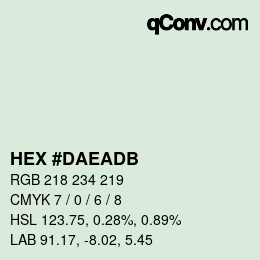 Color code: HEX #DAEADB | qconv.com