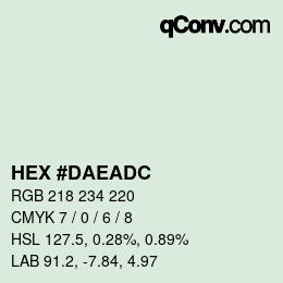 Color code: HEX #DAEADC | qconv.com