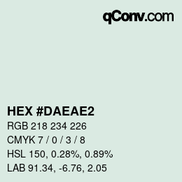 Color code: HEX #DAEAE2 | qconv.com