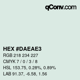 カラーコード: HEX #DAEAE3 | qconv.com