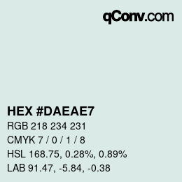 Color code: HEX #DAEAE7 | qconv.com