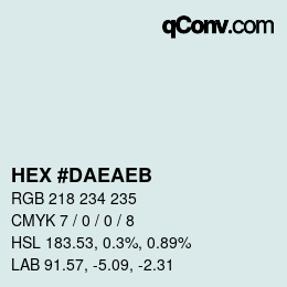 Color code: HEX #DAEAEB | qconv.com