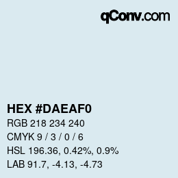 カラーコード: HEX #DAEAF0 | qconv.com