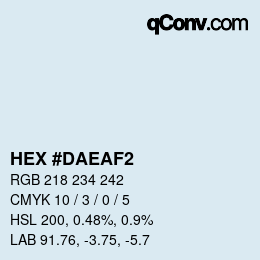 Color code: HEX #DAEAF2 | qconv.com