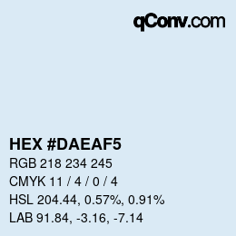 Color code: HEX #DAEAF5 | qconv.com