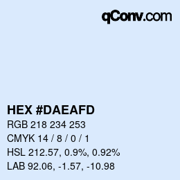 颜色代码: HEX #DAEAFD | qconv.com