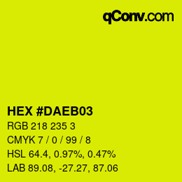 Color code: HEX #DAEB03 | qconv.com