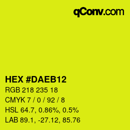 カラーコード: HEX #DAEB12 | qconv.com