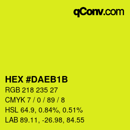 Color code: HEX #DAEB1B | qconv.com