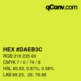 Color code: HEX #DAEB3C | qconv.com