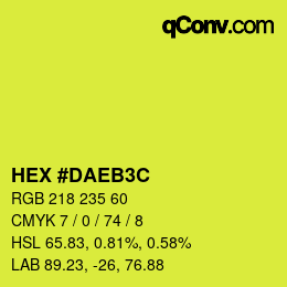 Code couleur: HEX #DAEB3C | qconv.com