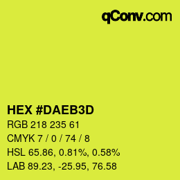 Color code: HEX #DAEB3D | qconv.com