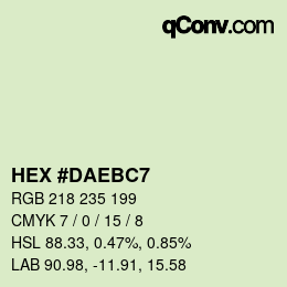 Color code: HEX #DAEBC7 | qconv.com