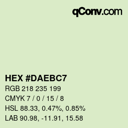 Farbcode: HEX #DAEBC7 | qconv.com