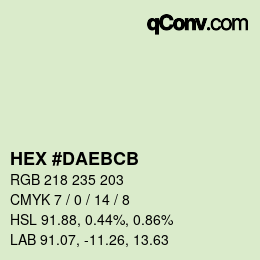 Color code: HEX #DAEBCB | qconv.com