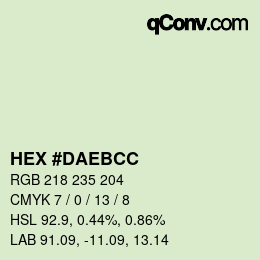 Color code: HEX #DAEBCC | qconv.com