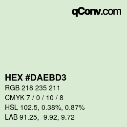 Color code: HEX #DAEBD3 | qconv.com