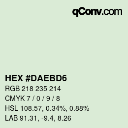 カラーコード: HEX #DAEBD6 | qconv.com