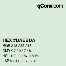 Color code: HEX #DAEBDA | qconv.com