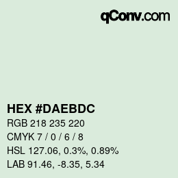 Color code: HEX #DAEBDC | qconv.com