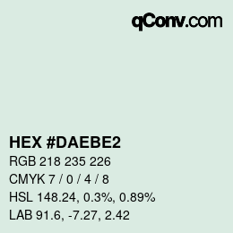 颜色代码: HEX #DAEBE2 | qconv.com