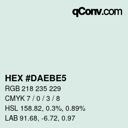 Color code: HEX #DAEBE5 | qconv.com