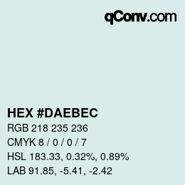 颜色代码: HEX #DAEBEC | qconv.com