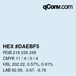 Color code: HEX #DAEBF5 | qconv.com