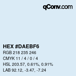 Color code: HEX #DAEBF6 | qconv.com