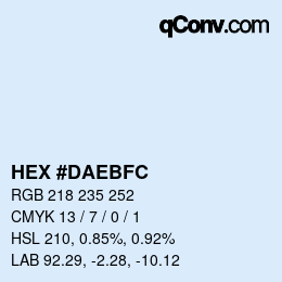 颜色代码: HEX #DAEBFC | qconv.com